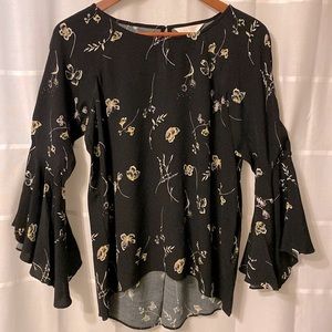 **SOLD. LC Lauren Conrad Blouse - Sz M - Black/yellow floral